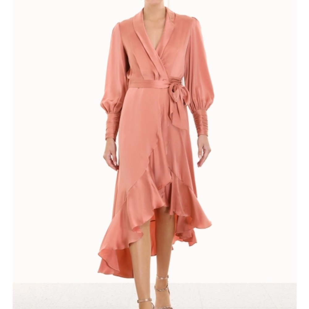 Zimmermann Dusty Pink Silk MIDI Wrap dress size 1- read description